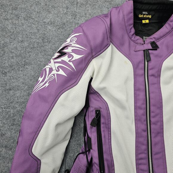Scorpion EXO Motorcycle Jacket Womens Large Purple Armored Removable Liner Biker - Picture 4 of 10